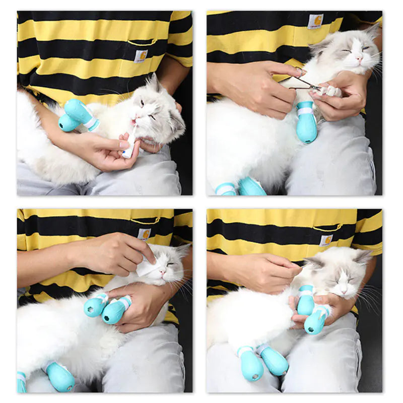 Cat Claw Protector – Adjustable Silicone Paw Covers for Safe Grooming & Scratch Prevention