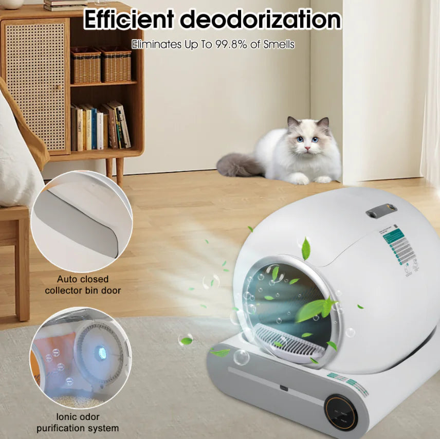 Smart Automatic Cat Litter Box with App Control – 65L Self-Cleaning Wi-Fi Pet Toilet