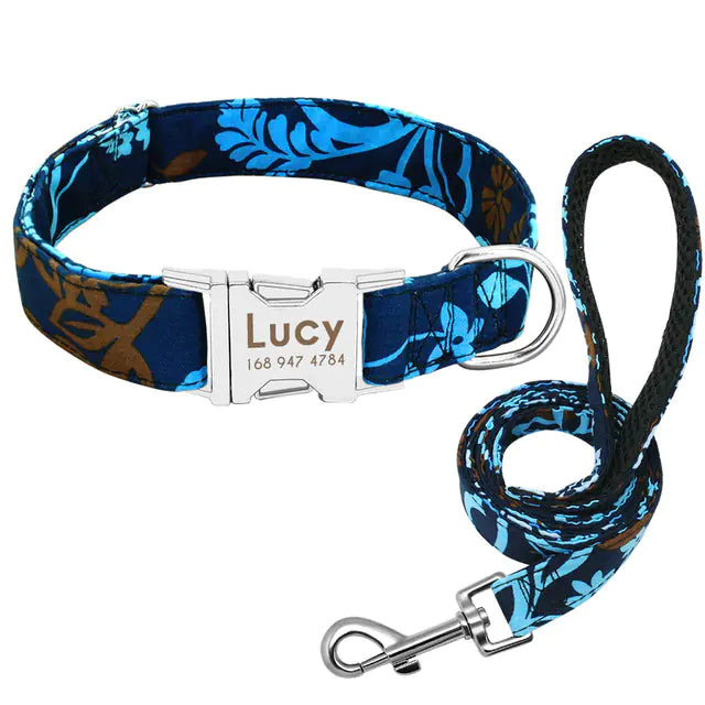 Personalized Nylon Dog Collar with Custom Name Engraving & Durable Metal Buckle