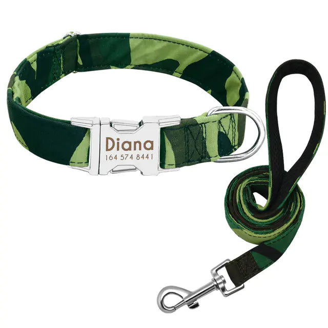 Personalized Nylon Dog Collar with Custom Name Engraving & Durable Metal Buckle