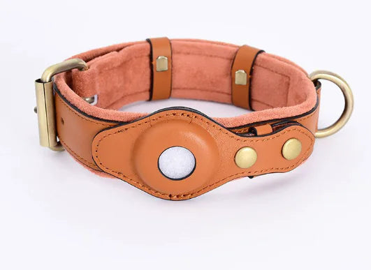 First Layer Leather Dog Collar with Location Tracker