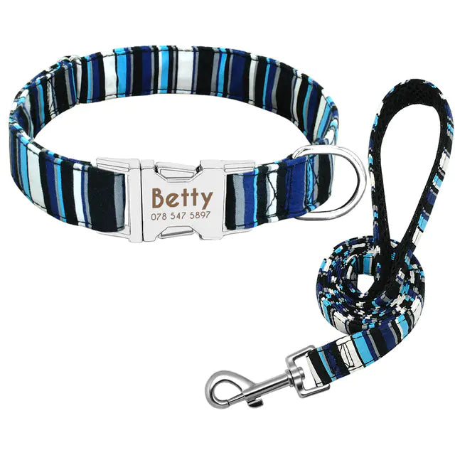 Personalized Nylon Dog Collar with Custom Name Engraving & Durable Metal Buckle