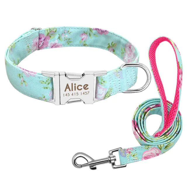 Personalized Nylon Dog Collar with Custom Name Engraving & Durable Metal Buckle