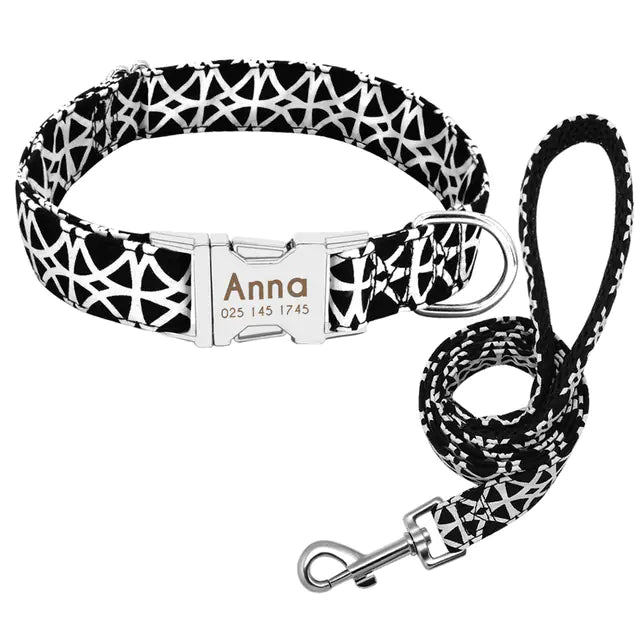 Personalized Nylon Dog Collar with Custom Name Engraving & Durable Metal Buckle